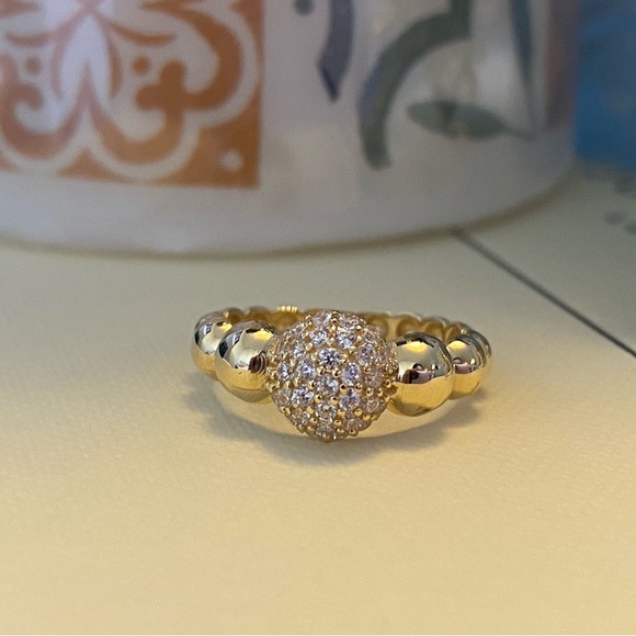 18K Real Gold Bubble Ring with Stone - Picture 14 of 16
